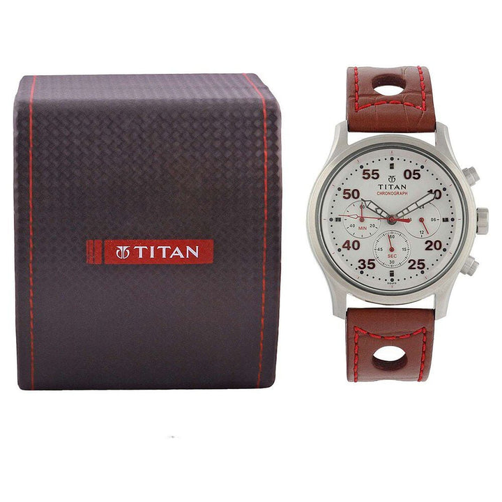 Titan Quartz Chronograph Silver Dial Watch for Men-1634SL04