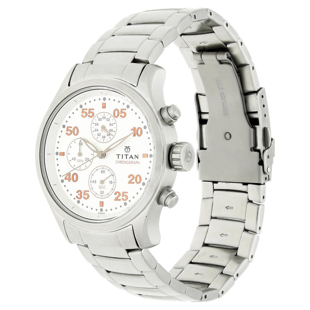Titan Quartz Chronograph Silver Dial Stainless Steel Strap Watch for Men-1634SM01