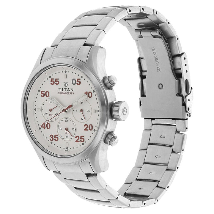 Titan Quartz Chronograph Silver Dial Stainless Steel Strap Watch for Men-1634SM02