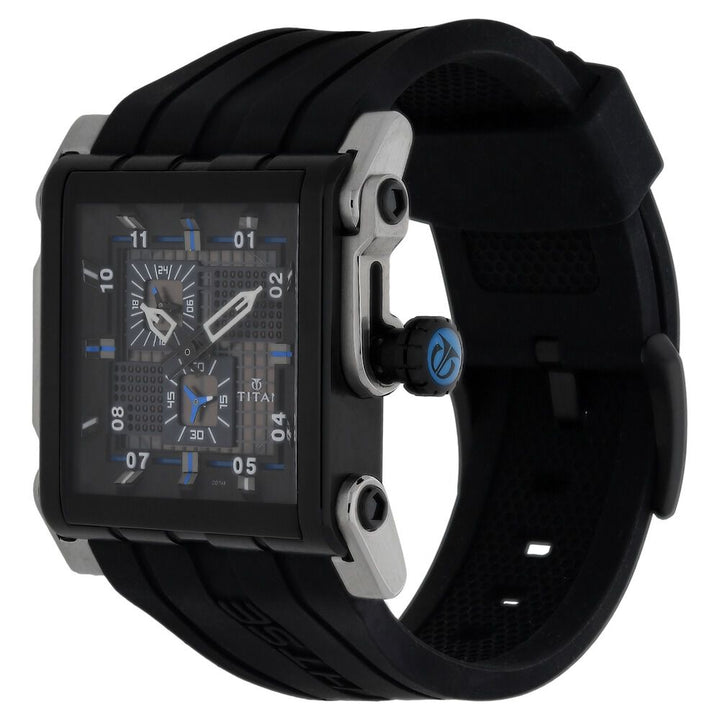 Titan Quartz Multifunction Black Dial Silicone Strap Watch for Men-NH1635KP01