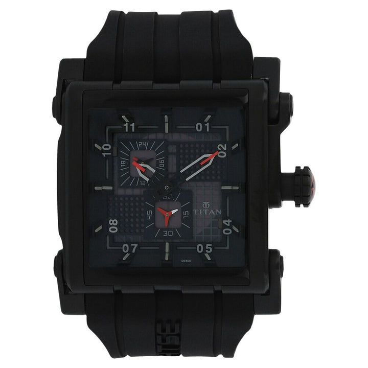 Titan Quartz Multifunction Black Dial Silicone Strap watch for Men-1635NP01