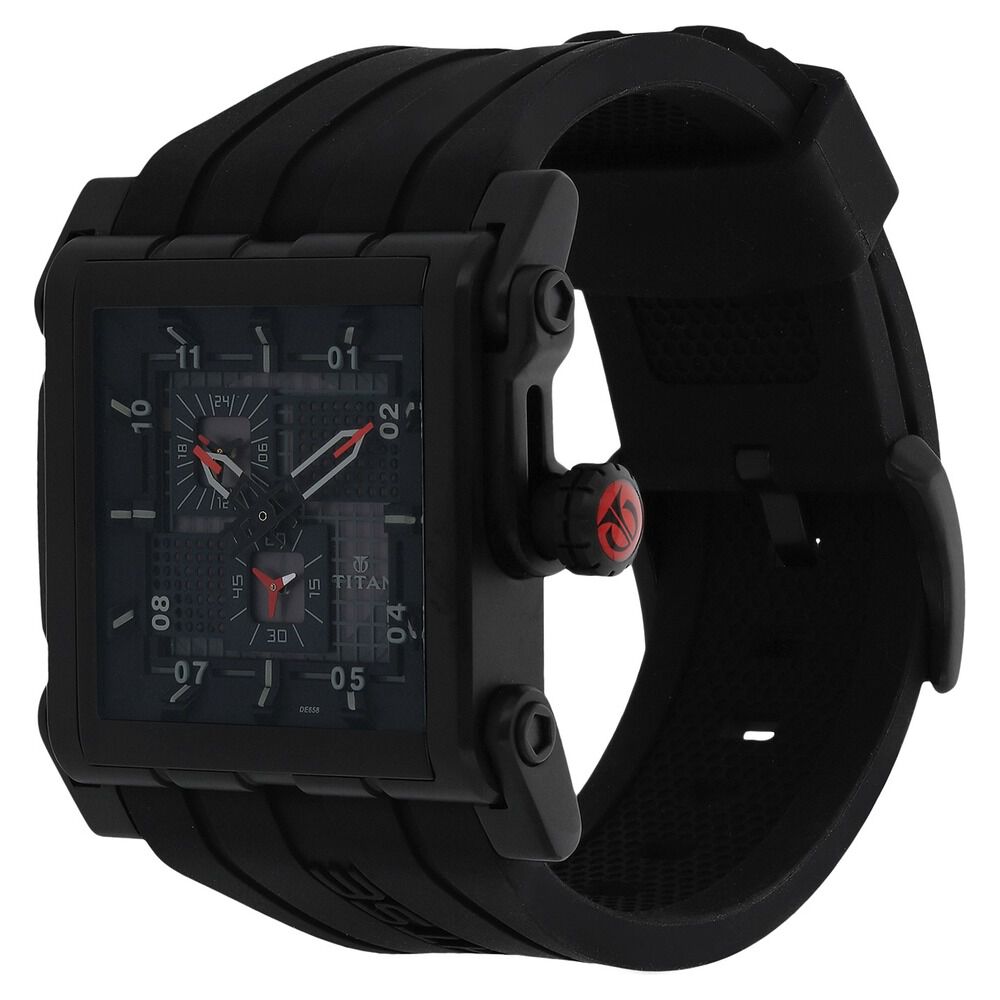 Titan Quartz Multifunction Black Dial Silicone Strap watch for Men-1635NP01