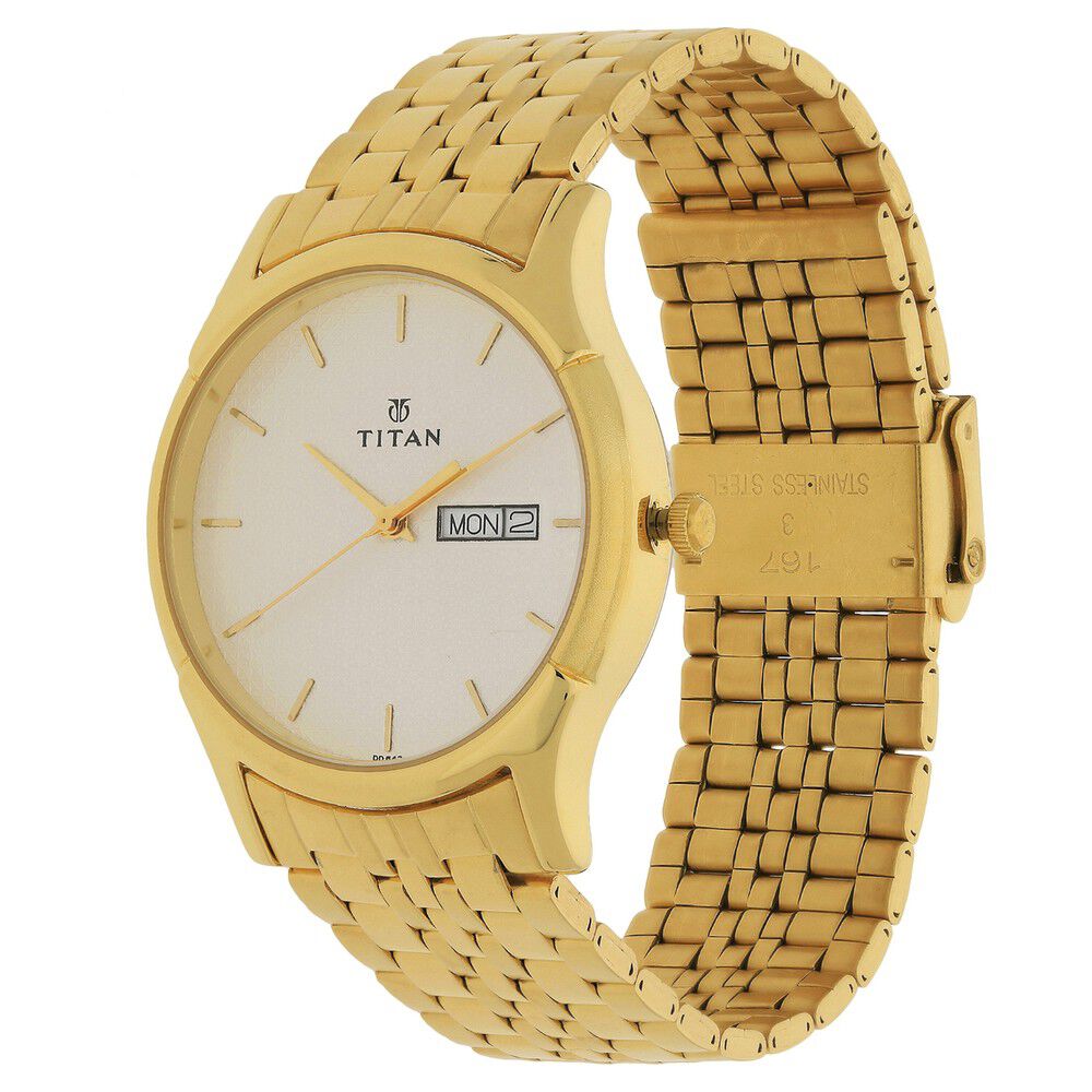 Titan Quartz Analog with Day and Date Silver Dial Stainless Steel Strap Watch for Men - The Watch Factory ®