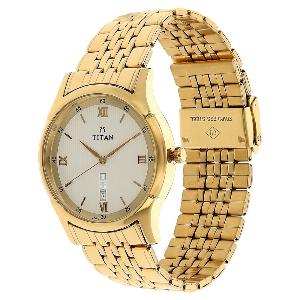 Titan Quartz Analog with Day and Date Silver Dial Stainless Steel Strap Watch for Men-NH1636YM02