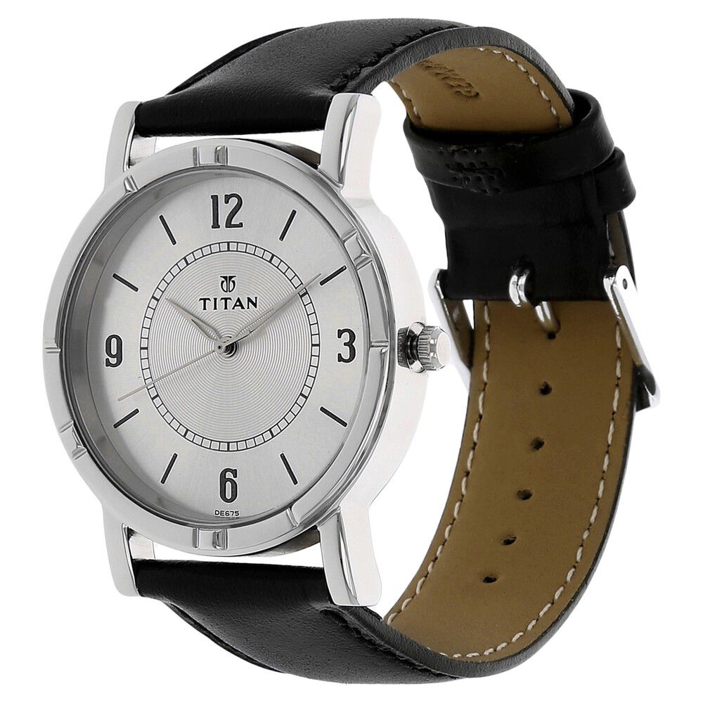 Titan Quartz Analog Silver Dial Leather Strap Watch for Men NN1639SL03