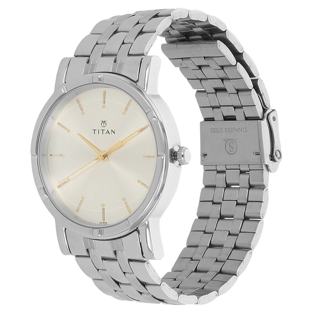 Titan Quartz Analog Silver Dial Stainless Steel Strap Watch for Men NN1639SM01