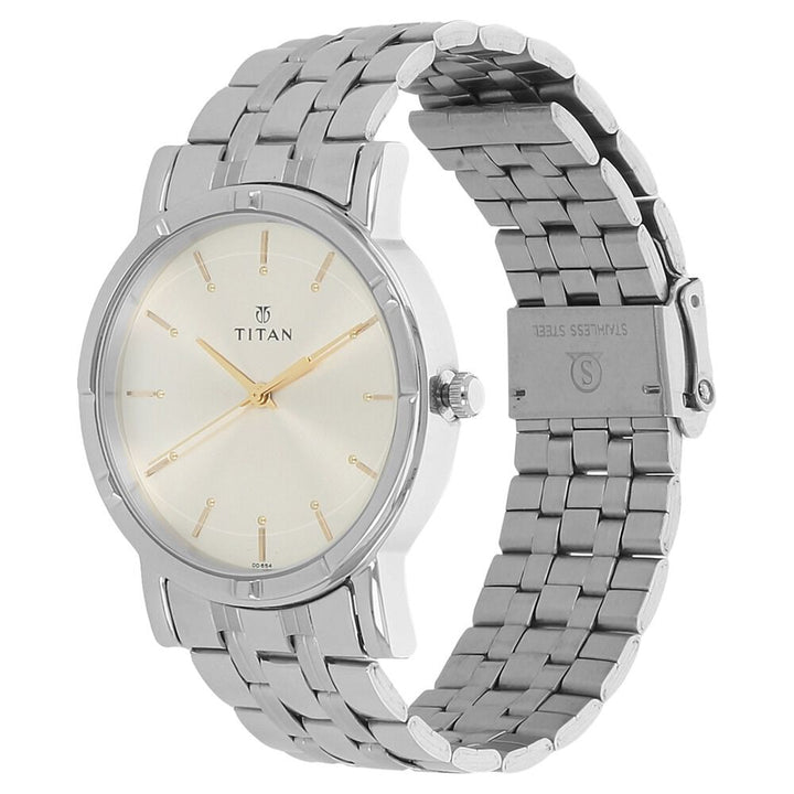 Titan Quartz Analog Silver Dial Stainless Steel Strap Watch for Men NN1639SM01