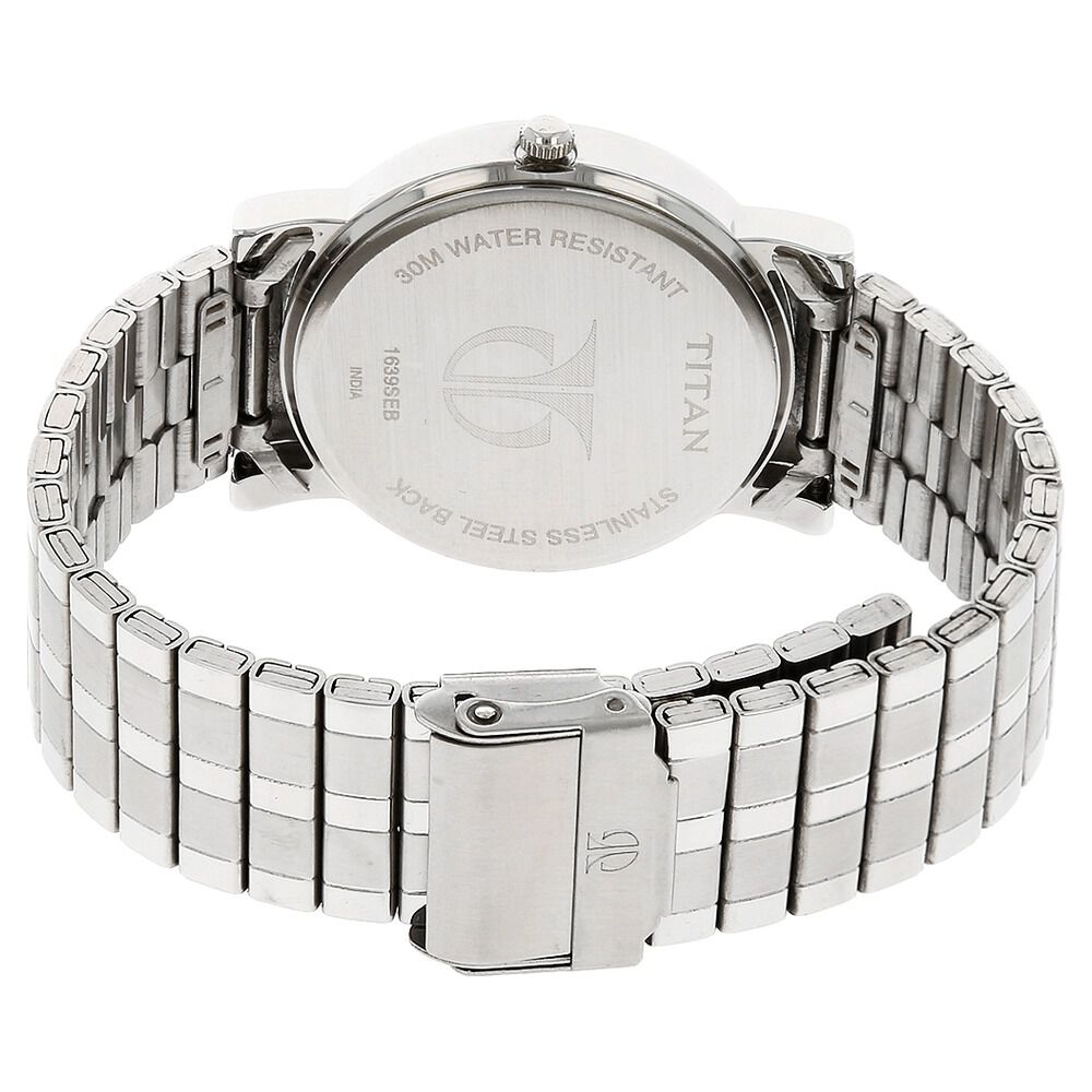 Titan Quartz Analog Black Dial Stainless Steel Strap Watch for Men NM1639SM03