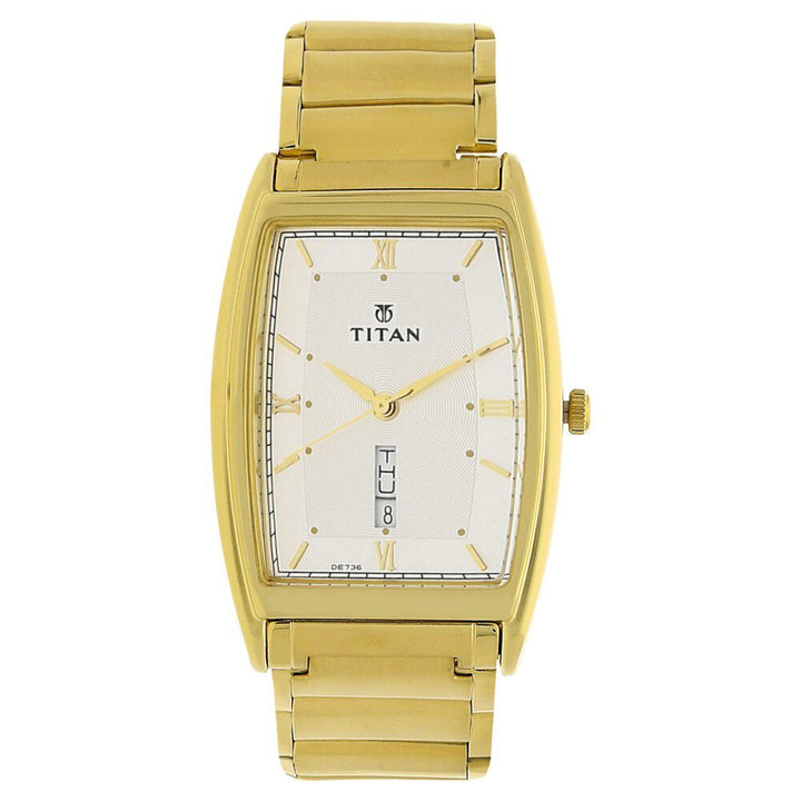 Titan Quartz Analog with Day and Date Silver Dial Stainless Steel Strap Watch for Men-NH1640YM04