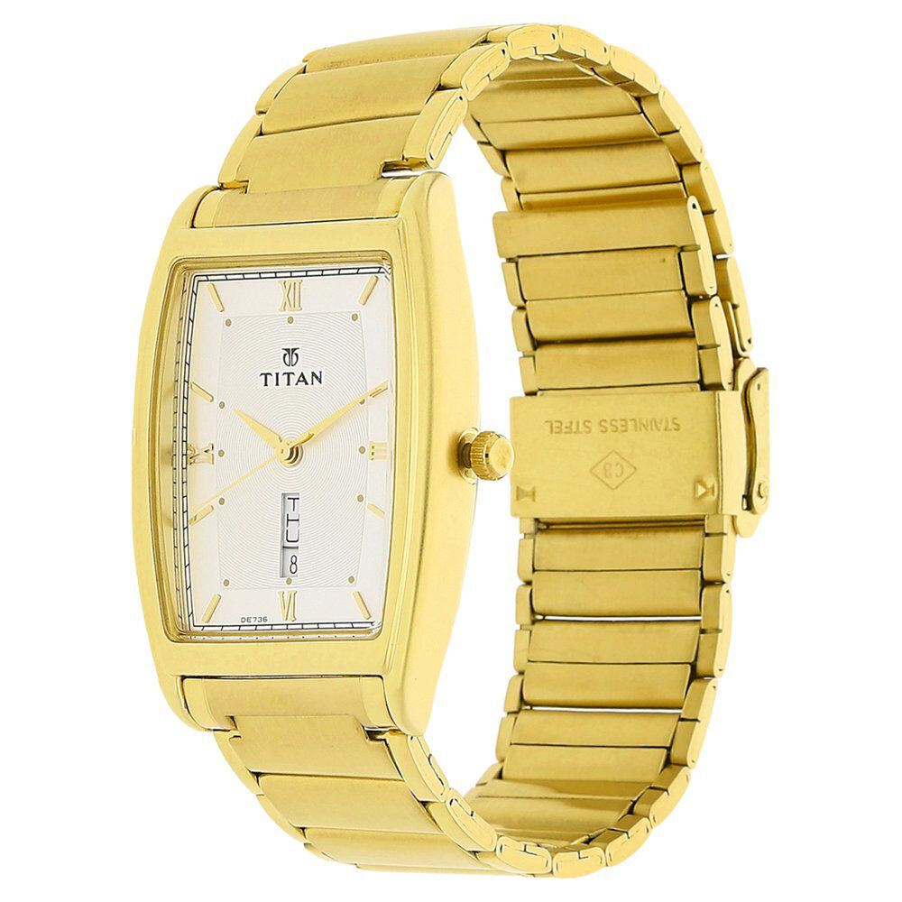 Titan Quartz Analog with Day and Date Silver Dial Stainless Steel Strap Watch for Men-NH1640YM04