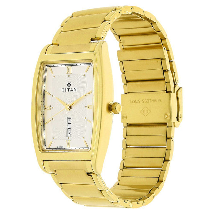 Titan Quartz Analog with Day and Date Silver Dial Stainless Steel Strap Watch for Men-NH1640YM04