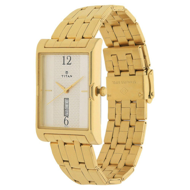 Titan Quartz Analog with Day and Date Silver Dial Stainless Steel Strap Watch for Men-NJ1641YM01