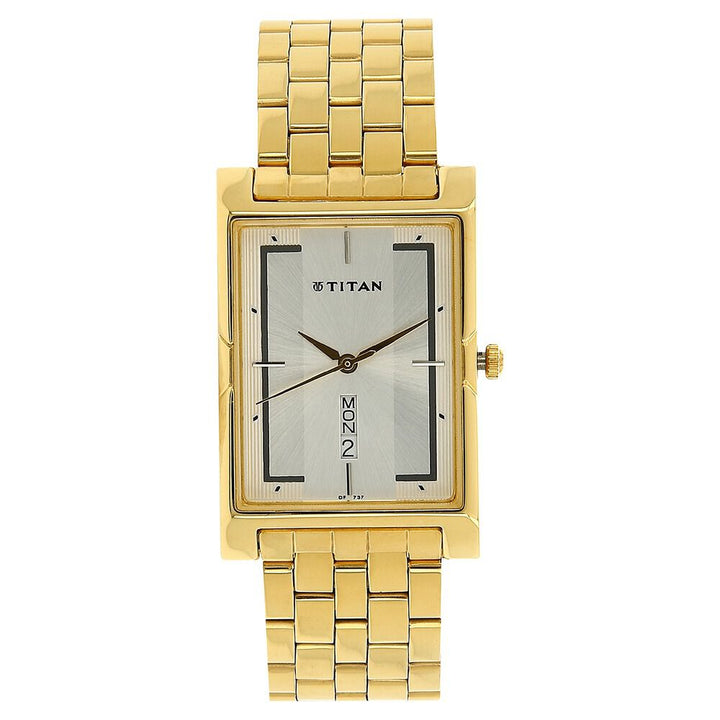 Titan Quartz Analog with Day and Date Silver Dial Stainless Steel Strap Watch for Men-NK1641YM04