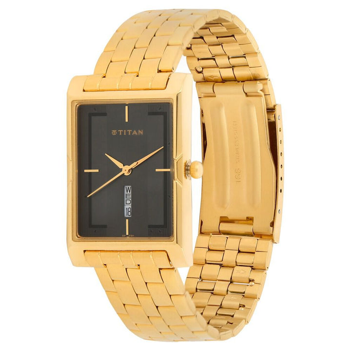 Titan Analog with Day and Date Anthracite Dial Stainless Steel Strap watch for Men-NJ1641YM05