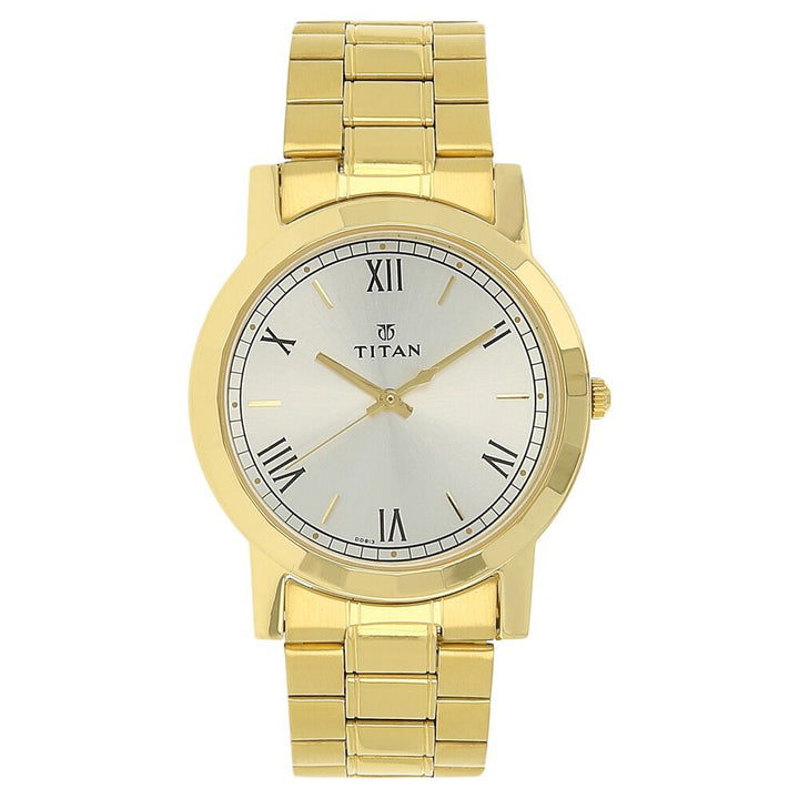 Titan Quartz Analog Silver Dial Stainless Steel Strap Watch for Men NP1644YM01