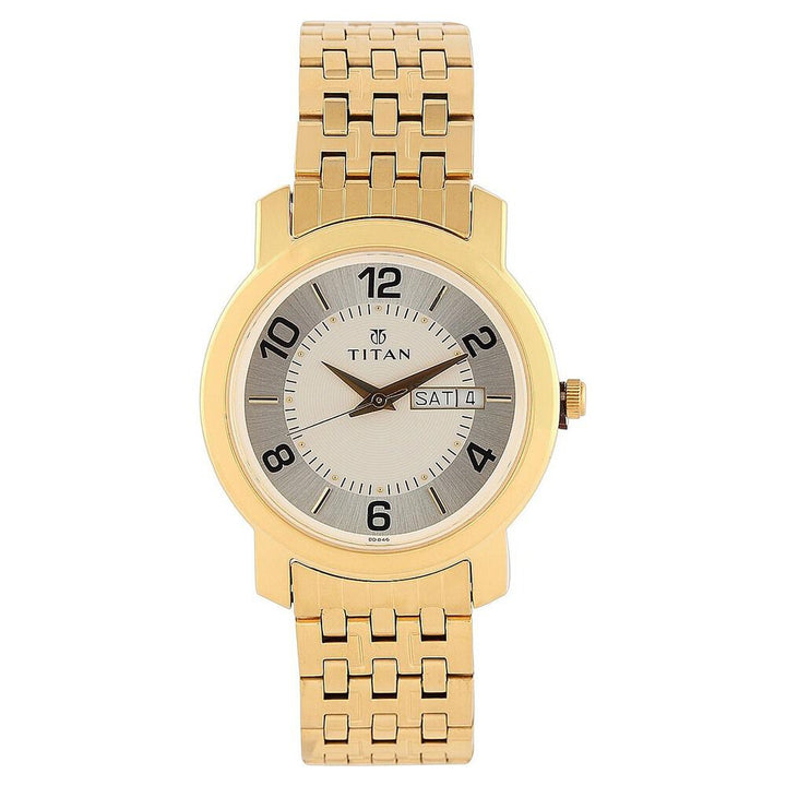 Titan Quartz Analog with Day and Date Silver Dial Watch for Men-1645YM03
