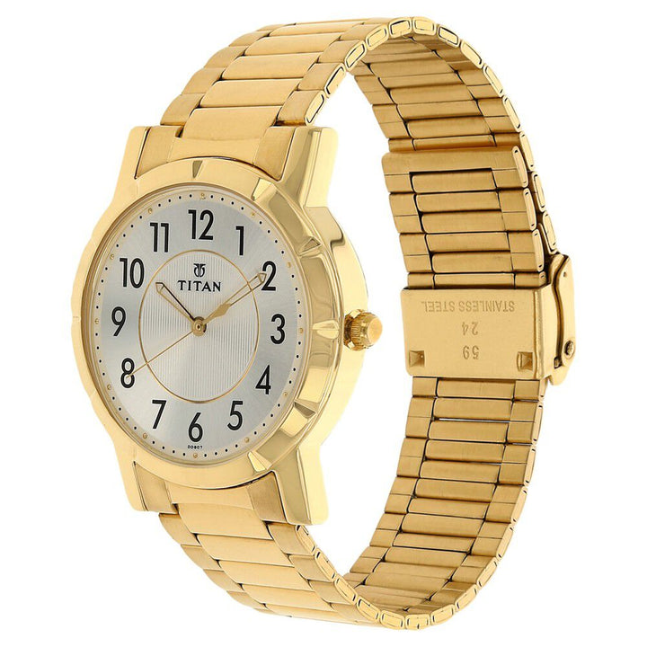 Titan Quartz Analog Silver Dial Stainless Steel Strap Watch for Men NM1647YM01