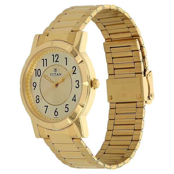 Titan Champagne Dial Analog Stainless Steel Strap Watch for Men NM1647YM02