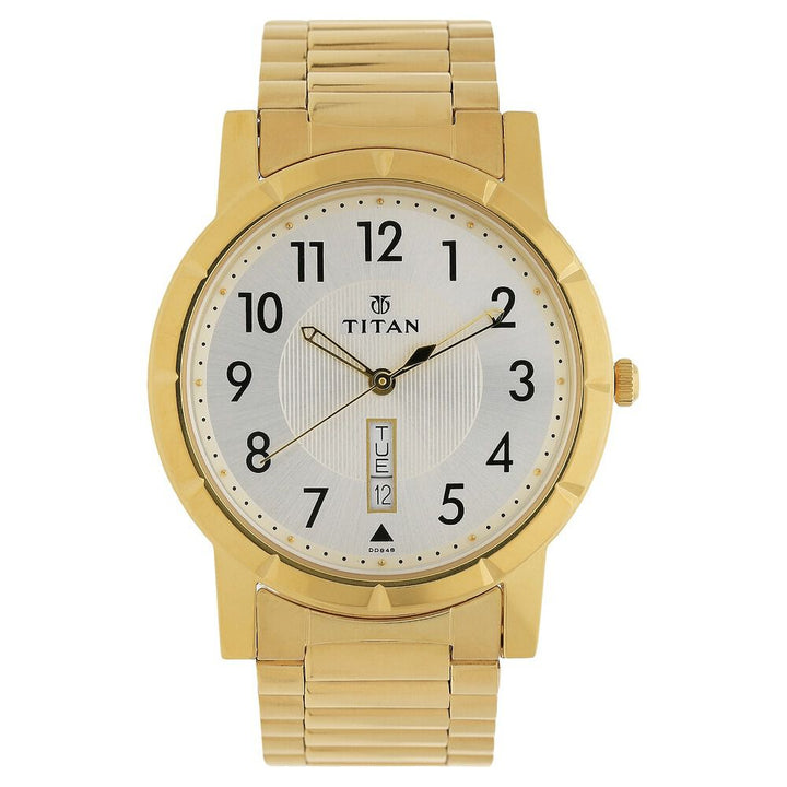 Titan Quartz Analog with Day and Date Silver Dial Stainless Steel Strap Watch for Men-NJ1647YM03