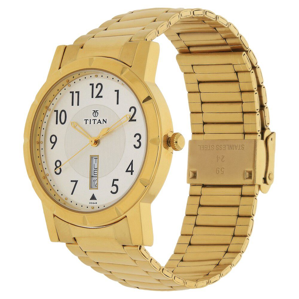 Titan Quartz Analog with Day and Date Silver Dial Stainless Steel Strap Watch for Men-NJ1647YM03