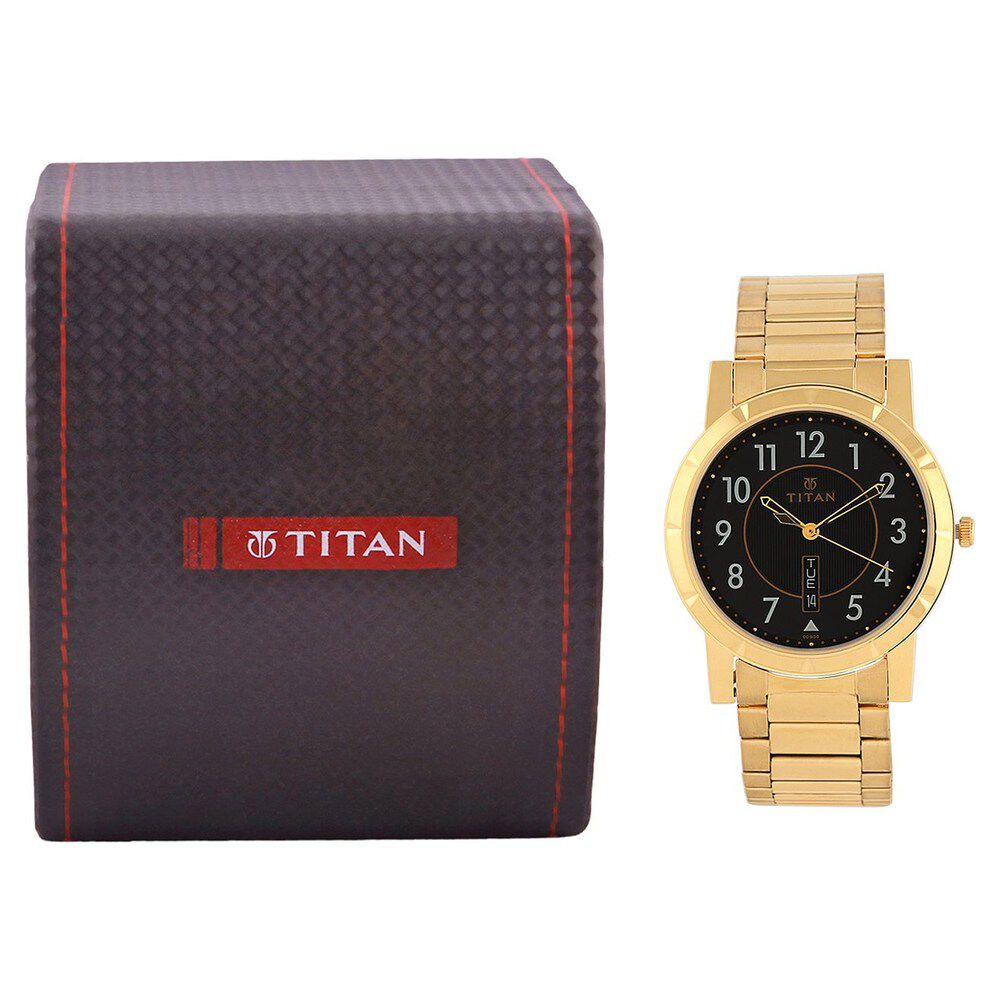 Titan Analog Black Dial with Day and Date Quartz Stainless Steel Strap watch for Men-NF1647YM05