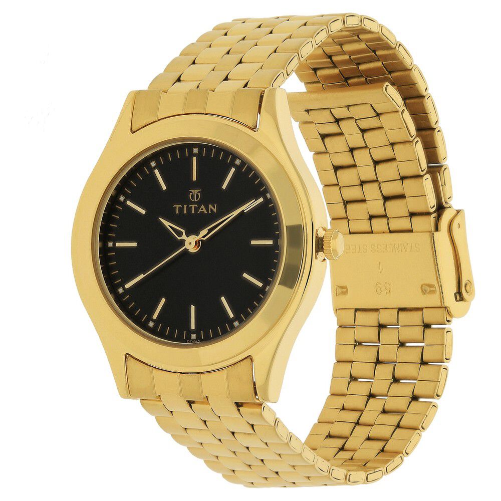 Titan Quartz Analog Black Dial Stainless Steel Strap Watch for Men NR1648YM03
