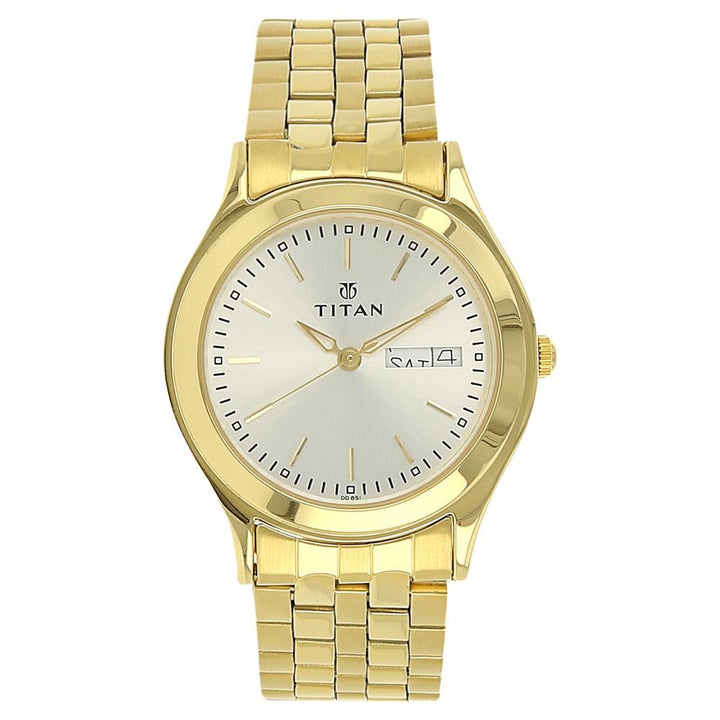 Titan Metal Analog with Day and Date Silver Dial Quartz Stainless Steel Strap Watch for Men - The Watch Factory ®