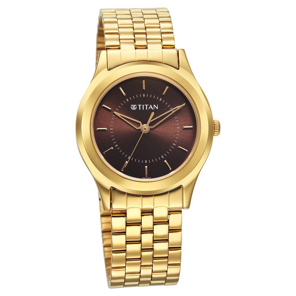 Titan Karishma Zing Quartz Analog Brown Dial Stainless Steel Strap Watch for Men 1648YM06