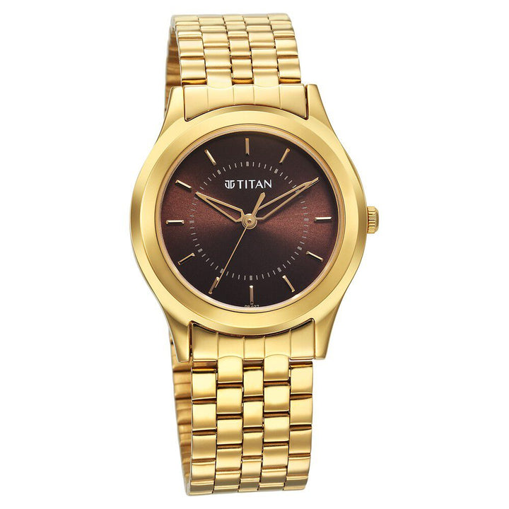 Titan Karishma Zing Quartz Analog Brown Dial Stainless Steel Strap Watch for Men 1648YM06