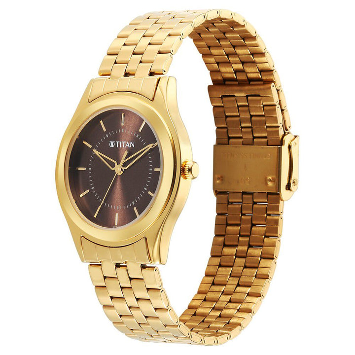 Titan Karishma Zing Quartz Analog Brown Dial Stainless Steel Strap Watch for Men 1648YM06
