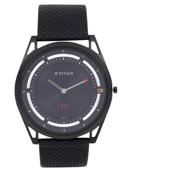 Titan Quartz Analog Black Dial Leather Strap Watch for Men-1649NL02