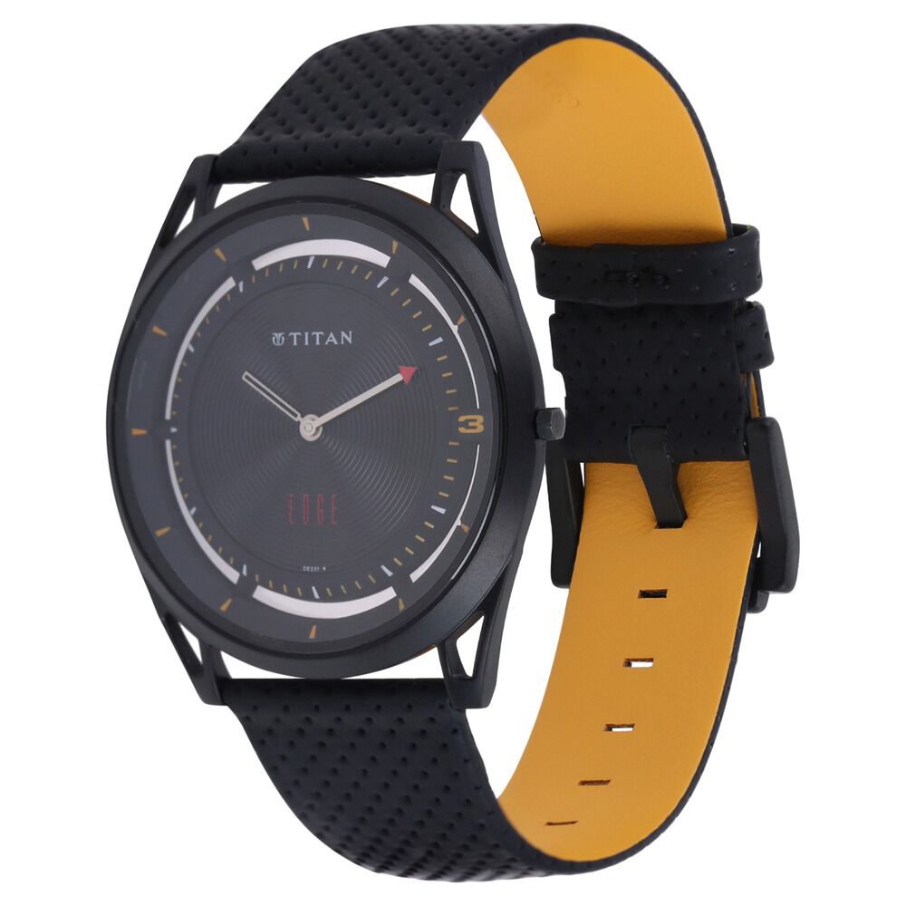 Titan Quartz Analog Black Dial Leather Strap Watch for Men-1649NL02