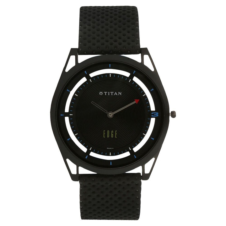 Titan Quartz Analog Black Dial Leather Strap Watch for Men-1649NL03