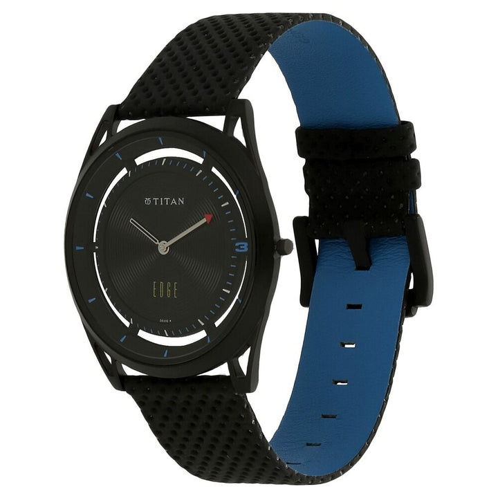 Titan Quartz Analog Black Dial Leather Strap Watch for Men-1649NL03