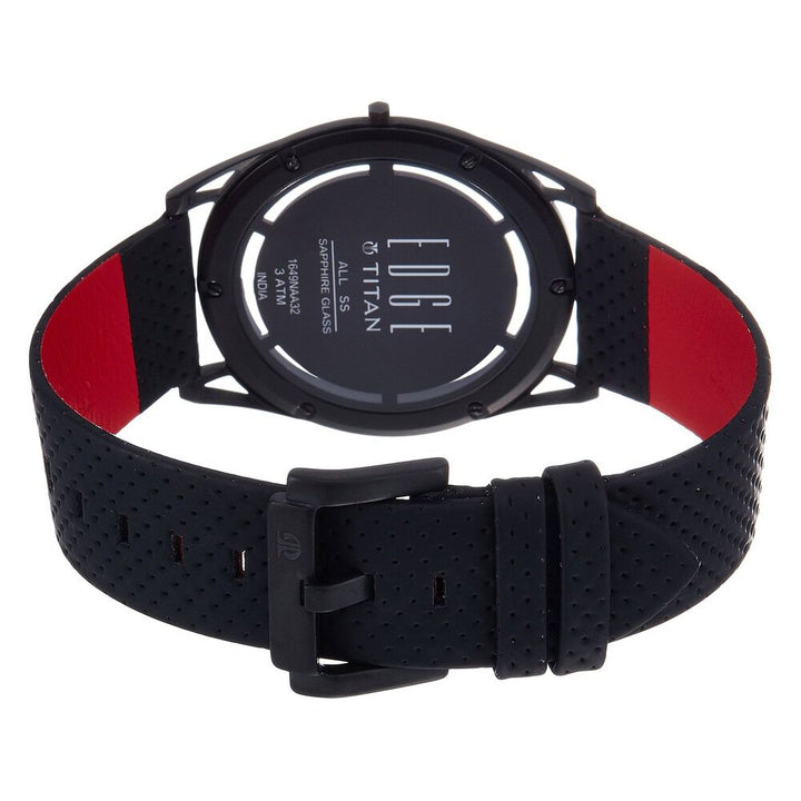 Titan Quartz Analog Black Dial Leather Strap Watch for Men-1649NL04