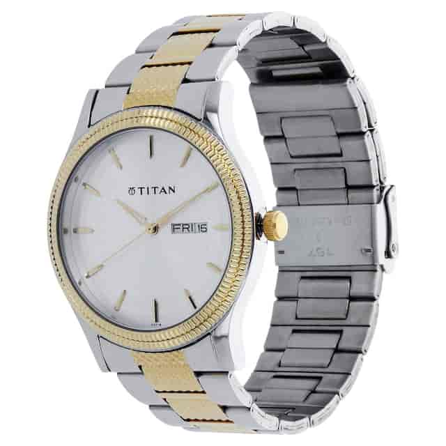 Titan Silver Dial Two Toned Stainless Steel Strap Watch NP1650BM03 (DF718)
