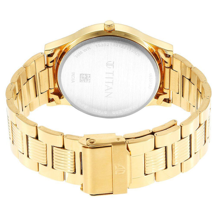 Titan Quartz Analog Champagne Dial Stainless Steel Strap Watch for Men NS1650YM09