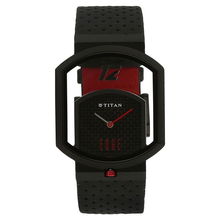 Titan Quartz Analog Black Dial Leather Strap Watch for Men-1652KL01