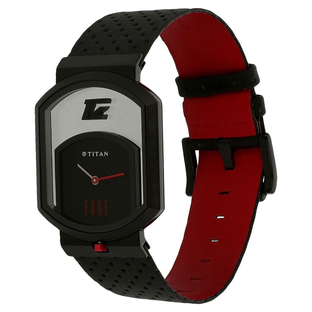 Titan Quartz Analog Black Dial Leather Strap Watch for Men-1652KL01