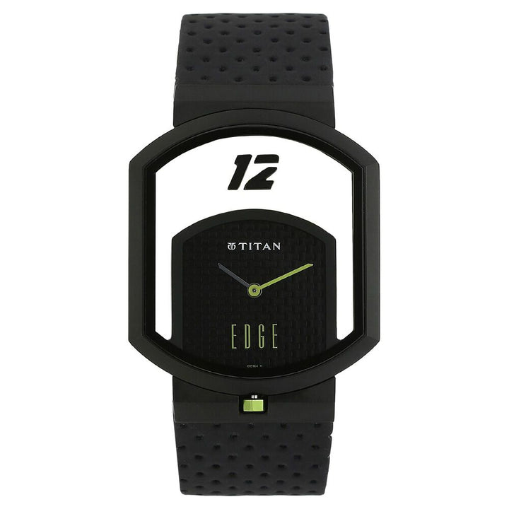 Titan Quartz Analog Black Dial Leather Strap Watch for Men-1652KL02