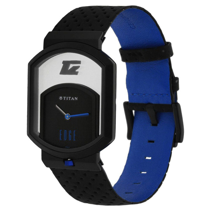 Titan Quartz Analog Black Dial Leather Strap Watch for Men-1652KL03