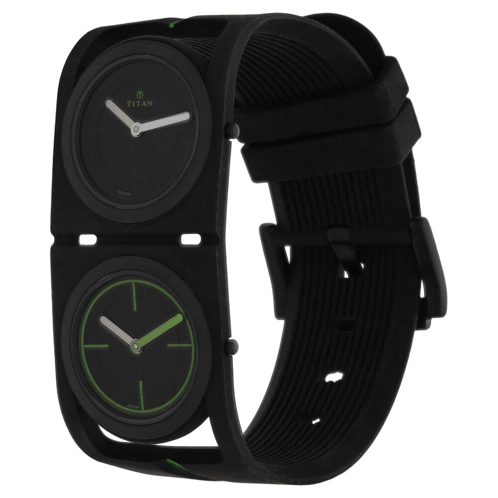 Titan Quartz Analog Black Dial Silicone Strap Watch for Men-1653NP03