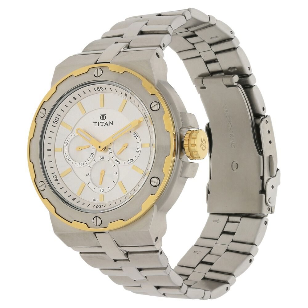 Titan Quartz Multifunction Silver Dial Stainless Steel Strap Watch for Men-1654BM01