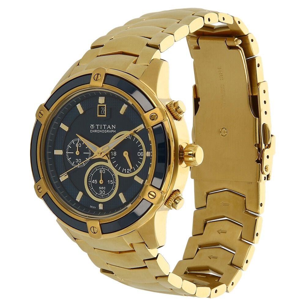Titan Chronograph Blue Dial Stainless Steel Strap Watch for Men-NJ1657KM01