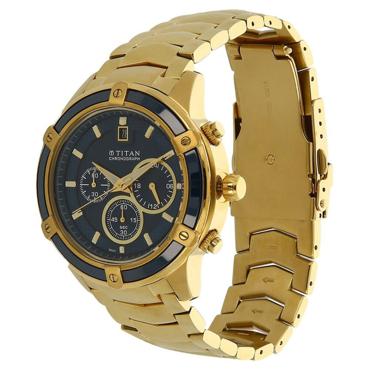 Titan Chronograph Blue Dial Stainless Steel Strap Watch for Men-NJ1657KM01