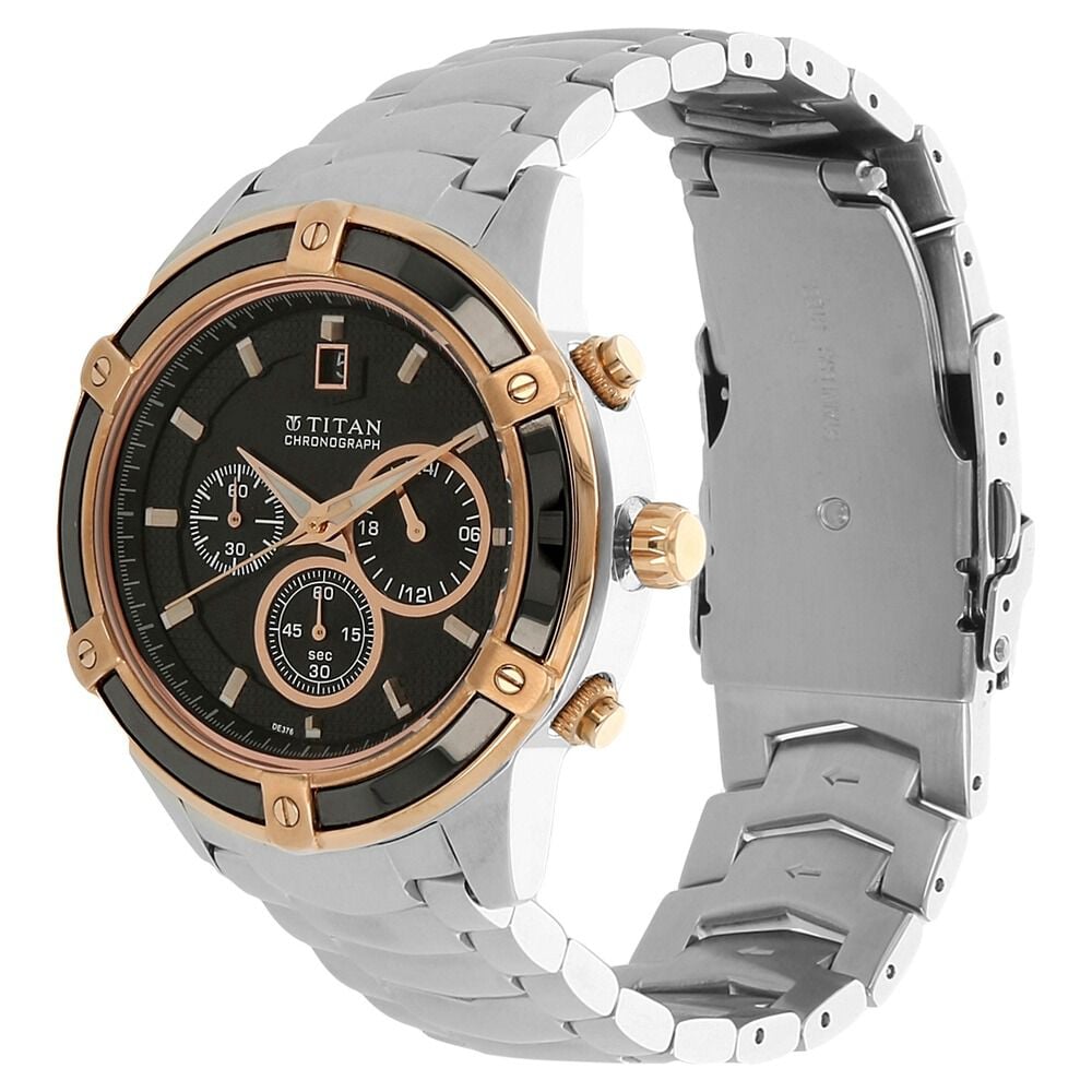 Titan Chronograph Black Dial Quartz Stainless Steel Strap Watch for Men-NJ1657KM02