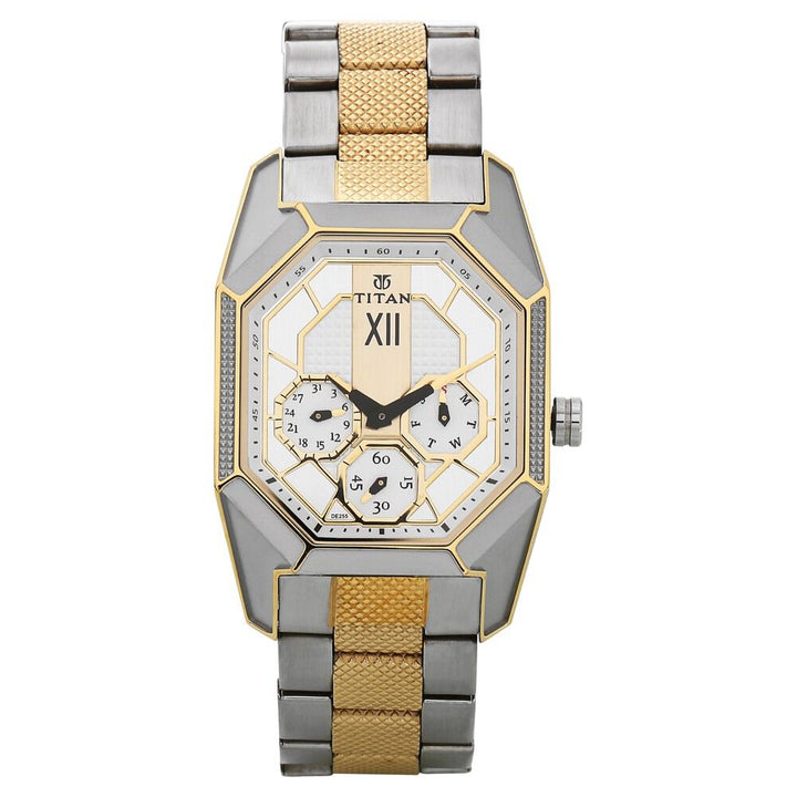 Titan Quartz Multifunction Silver Dial Stainless Steel Strap Watch for Men-NF1658BM01