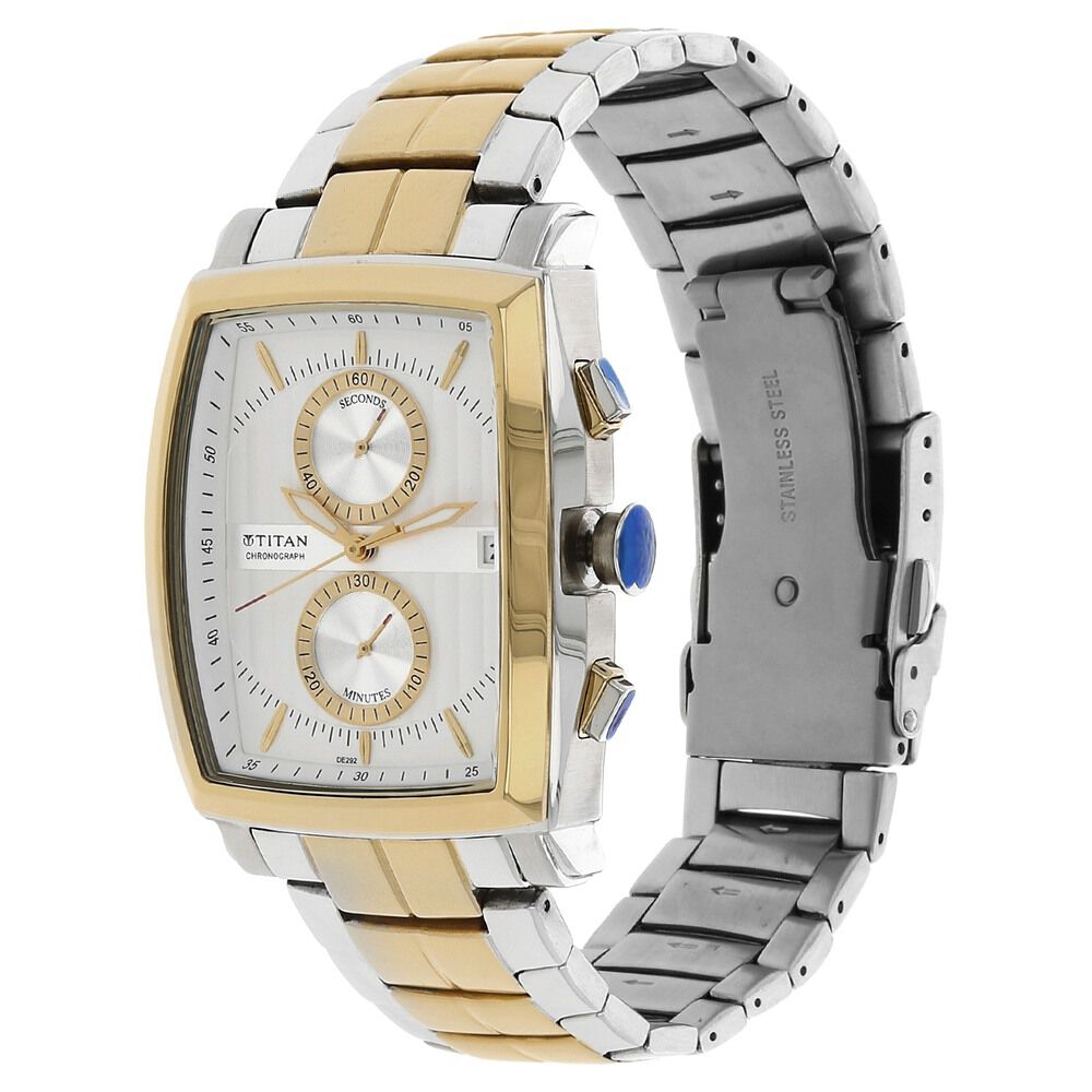 Titan Quartz Chronograph Silver Dial Stainless Steel Strap Watch for Men-NH1660BM01