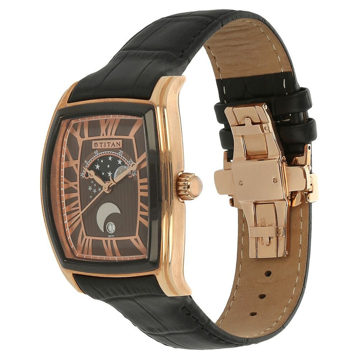 Titan MoonphaseBrown DialQuartzLeather Strap watch for Men-1661KL01