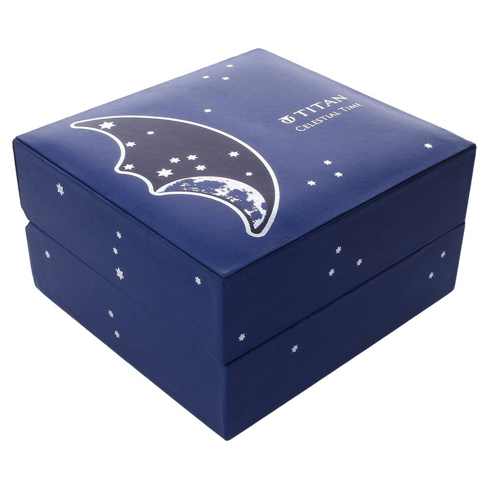 Titan Moonphase Black Dial Stainless Steel Strap watch for Men-1662KL03